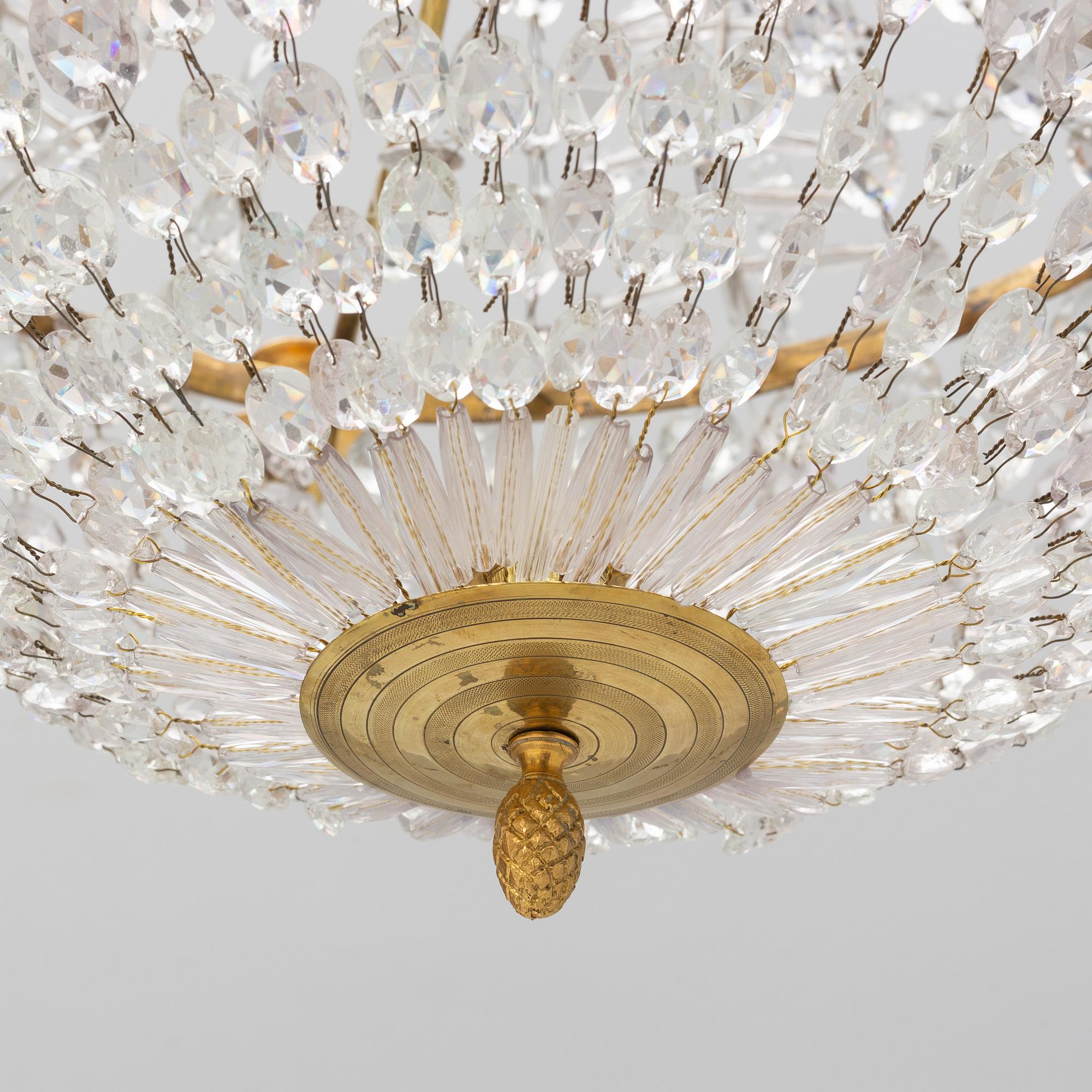 A late Gustavian style chandelier, 19th Century.