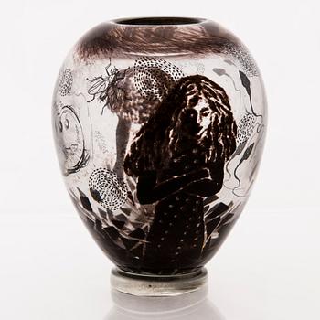 ELLA VARVIO, a glass vase/ sculpture, signed Ella Varvio 2018.