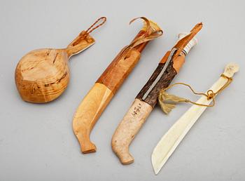 SAMEFÖREMÅL, 4 del, bla knivar och kåsa, 1800-/1900-tal.