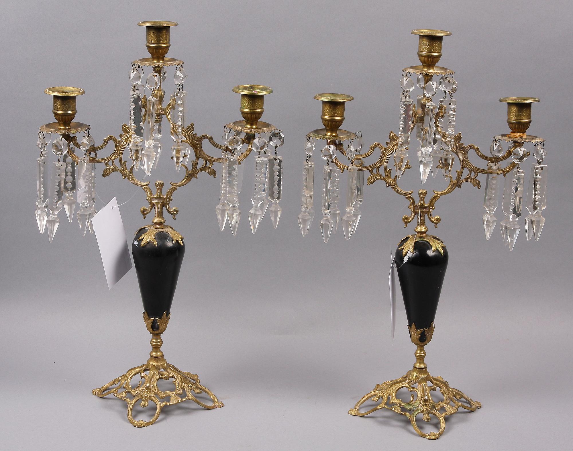 KANDELABRAR, ett par, oskarianska, sent 1800-tal.