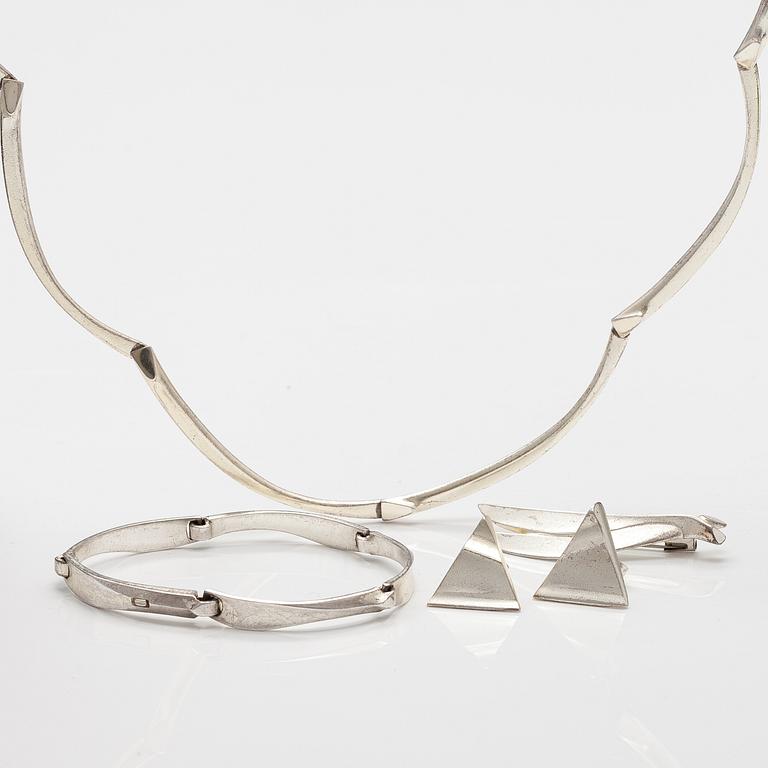 LAPPONIA, A sterling silver necklace, bracelet, brooch and earrings. 1984-87.
