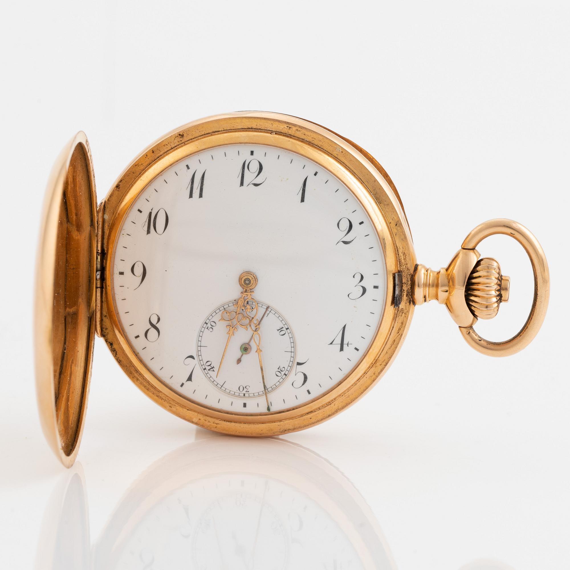 Pocket watch, Zenith, 18K gold, hunter, 52 mm.
