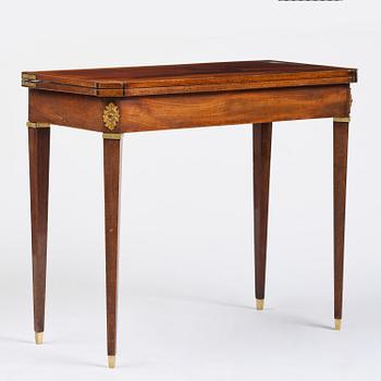 A Gustavian 'concertina action' mahogany games table by Georg Haupt (master in Stockholm 1770-84).