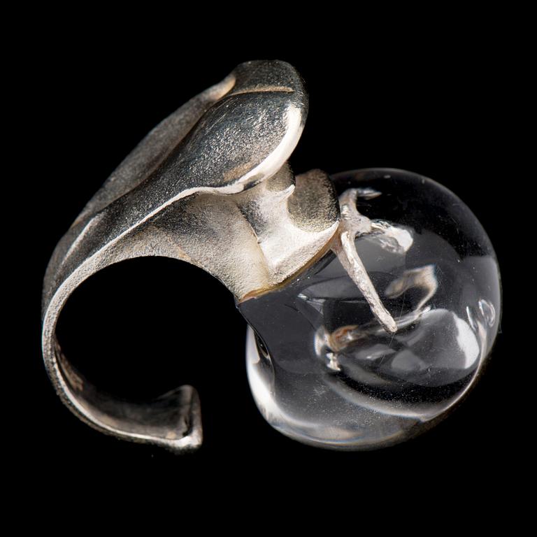 BJÖRN WECKSTRÖM, RING, "Mannen i kosmos", silver, akryl. Lapponia 1973.