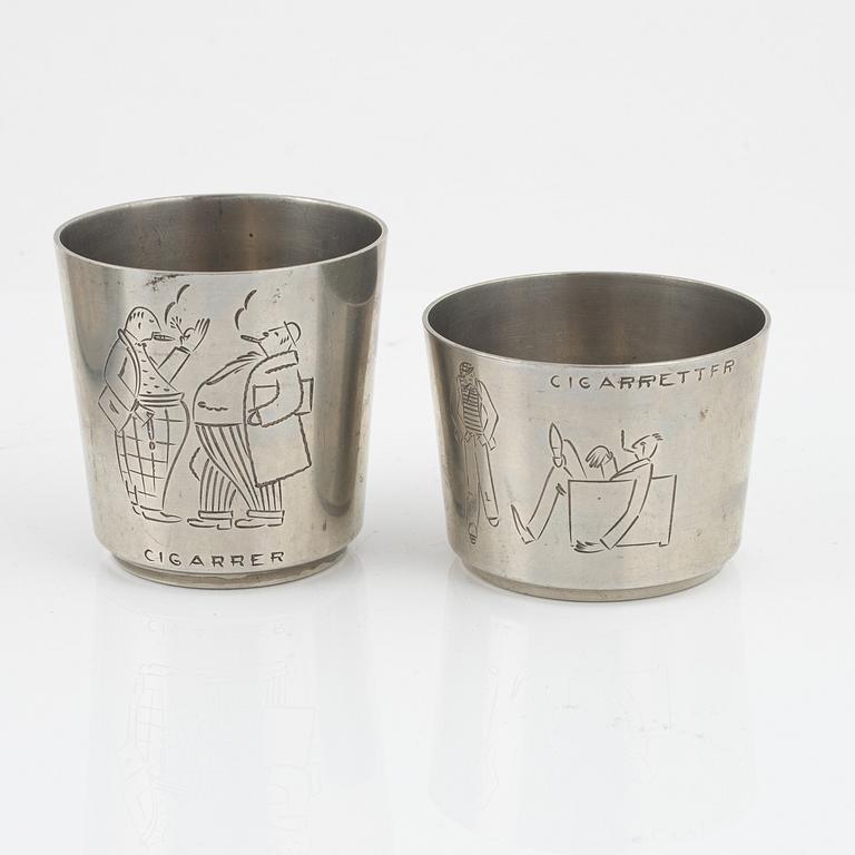 A five peice tin smoke set from C.G. Hallberg, 1933.