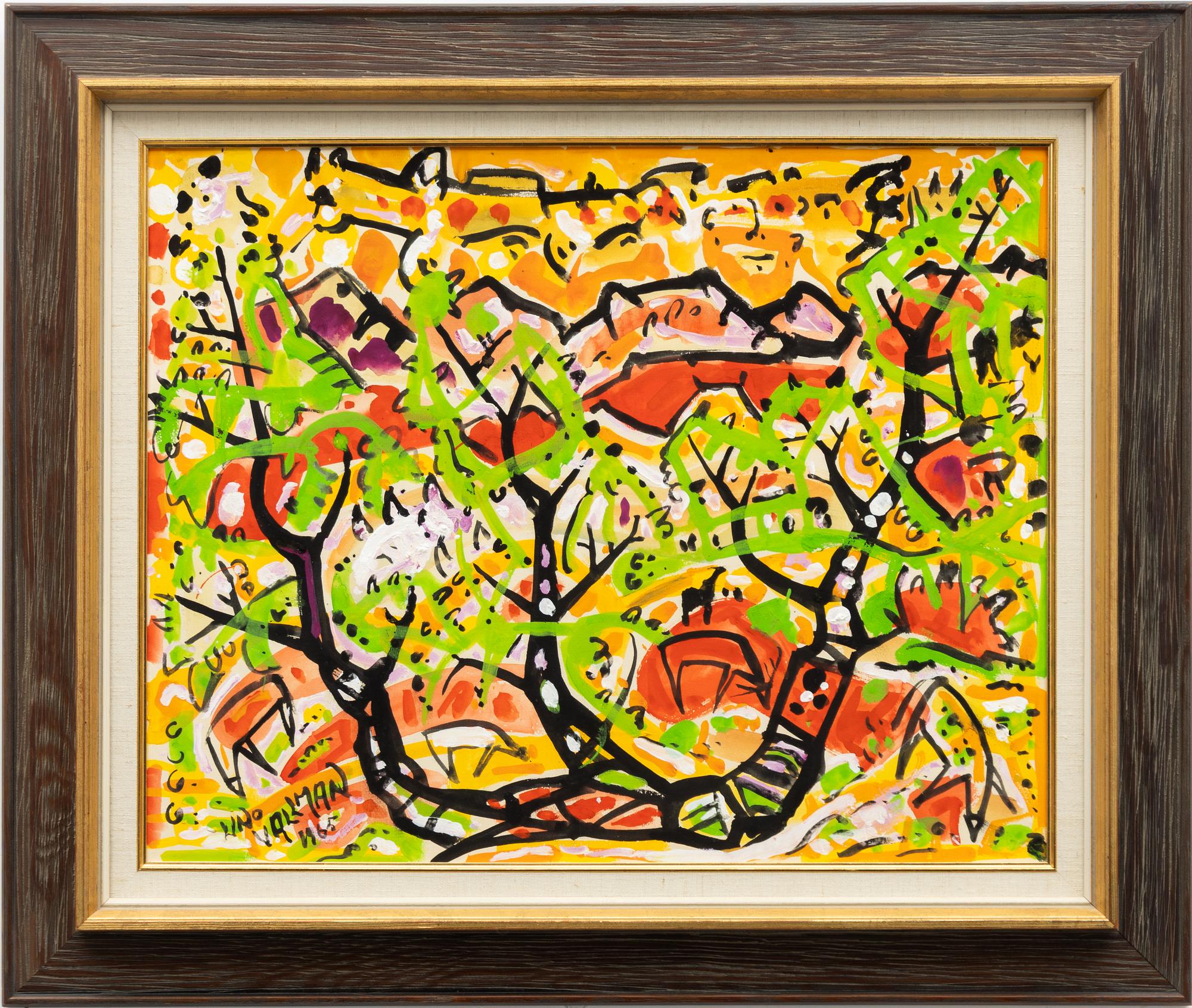 Uno Vallman, Landscape with trees in the foreground.