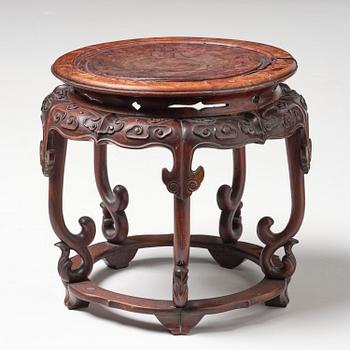A hardwood garden seat/stand, Qing dynasty, 19th century.