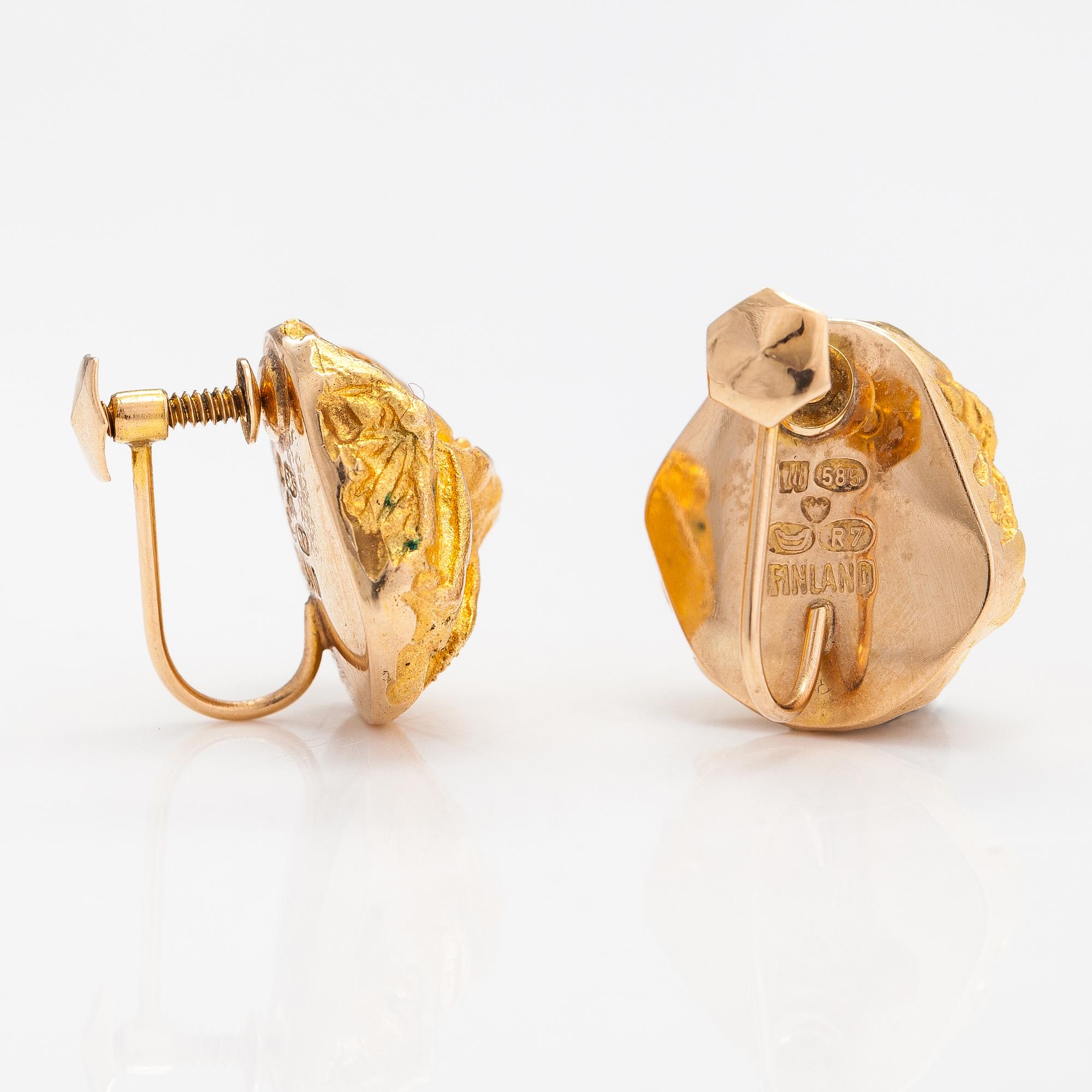 Björn Weckström, Örhängen "Gulros", 14K guld. Lapponia 1970.