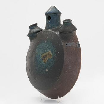 Francesca Mascitti-Lindh a ceramic pilgrim's bottle/sculpture, signed FML Arabia.