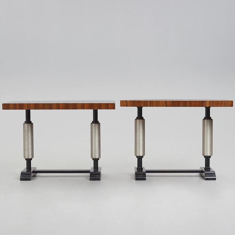 A set of two Swedish Grace console tables, 1920's-30's.