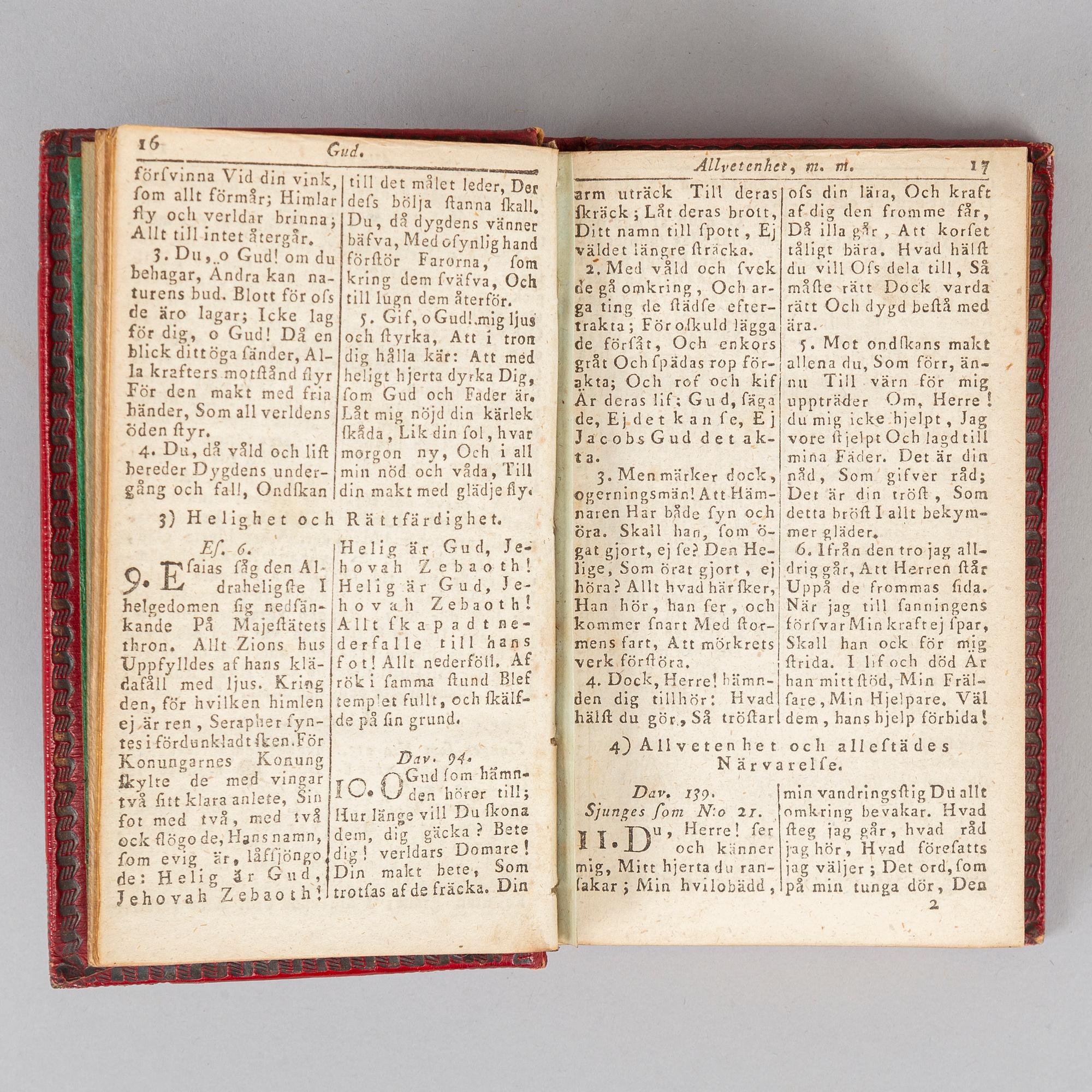 Swedish Hymnals 1742, 1804, 1824.