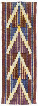 Agda Österberg, a textile, flat weave, approximately 151 x 52 cm, signed AÖ.