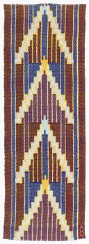 Agda Österberg, a textile, flat weave, approximately 151 x 52 cm, signed AÖ.