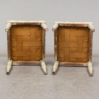 A pair of late gustavian stools, ca 1800.