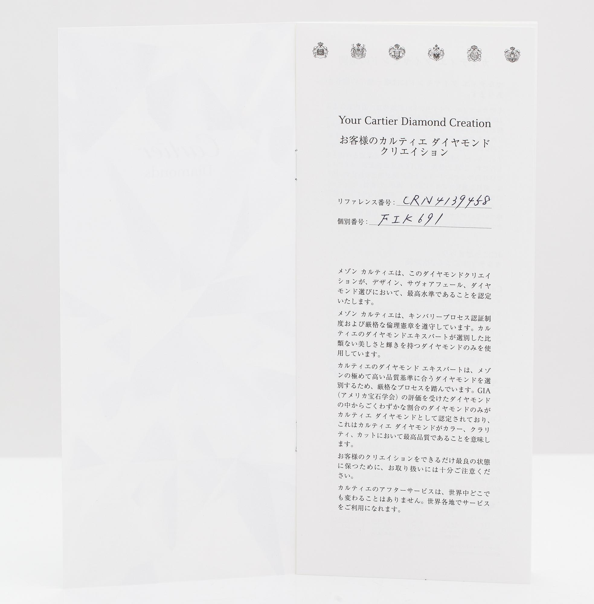 Cartier, a platinum ring with a diamond ca. 0.53 ct. Marked Cartier, FIK691 58. With certificate.