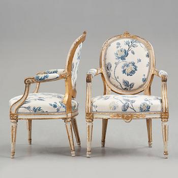 Karmstolar, ett par, Stockholmsarbeten 1780-tal, Gustavianska.
