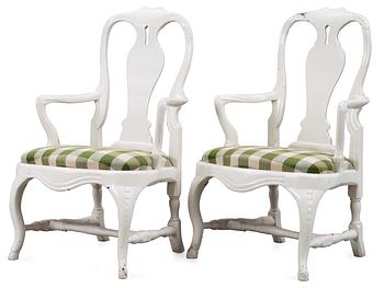 A pair of Swedish Rococo armchairs.