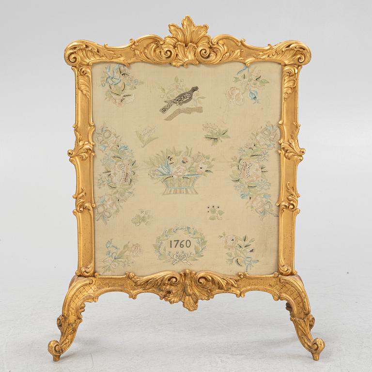 A Rococo style fire screen, early 20th Century.