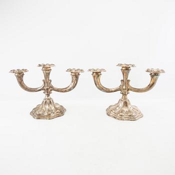 Candelabras a pair CG Hallberg Stockholm 1942 silver.