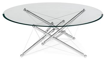 990. A  Theodore Wadell "Wadell" chrome plated and glass sofa table, Cassina post 1973.