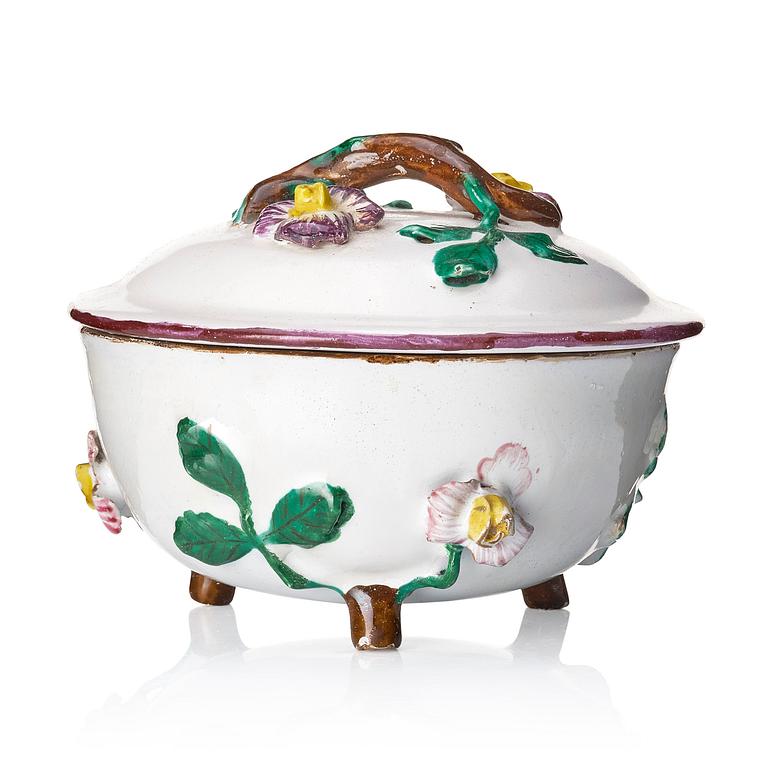 A Swedish Marieberg faience bowl with cover, period of Ehrenreich (1758-66).