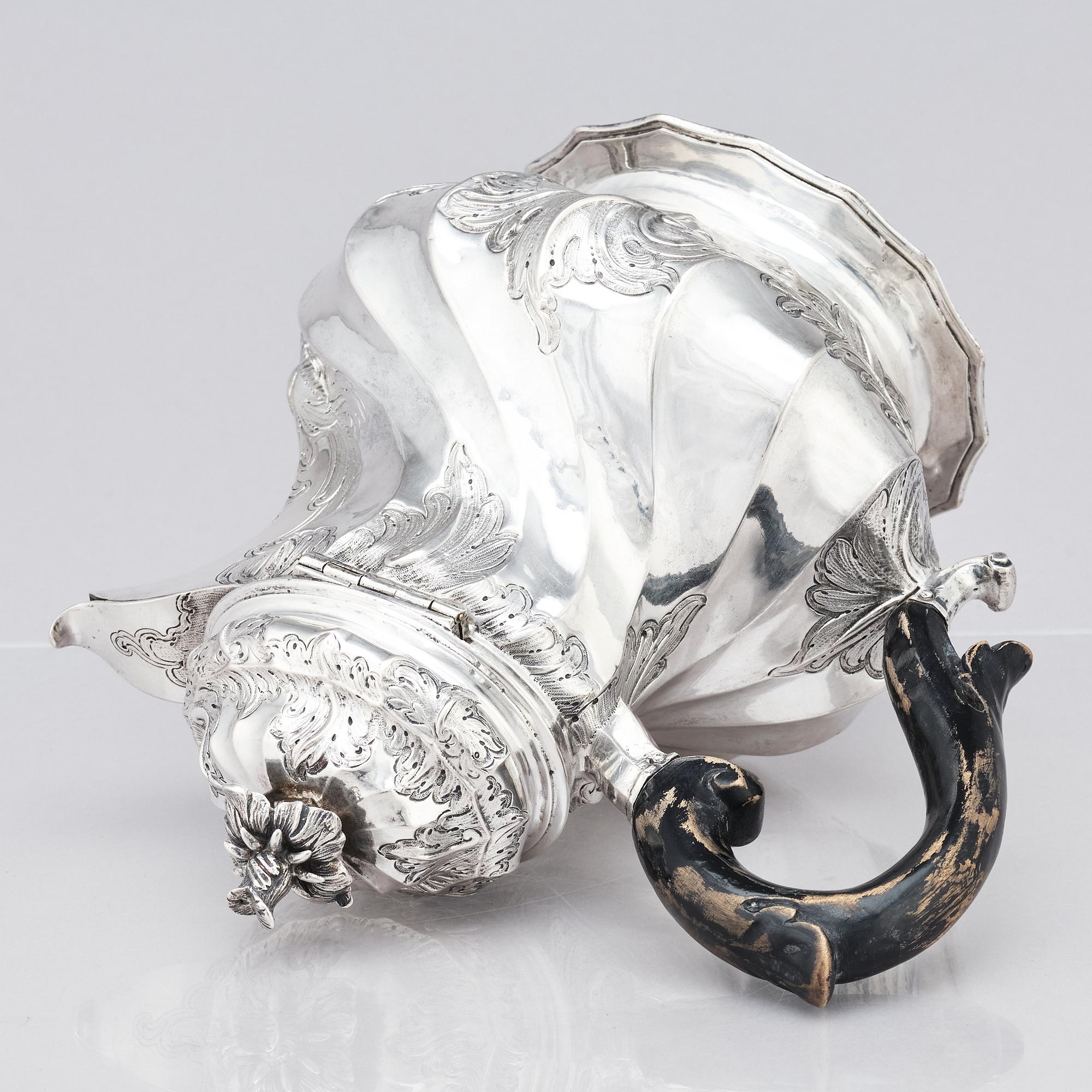 A Swedish 18th century silver coffee-pot, mark of Johan Grönwall, Vänersborg (1753-1784).