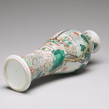 A famille verte baluster vase, Qing dynasty, 19th Century.