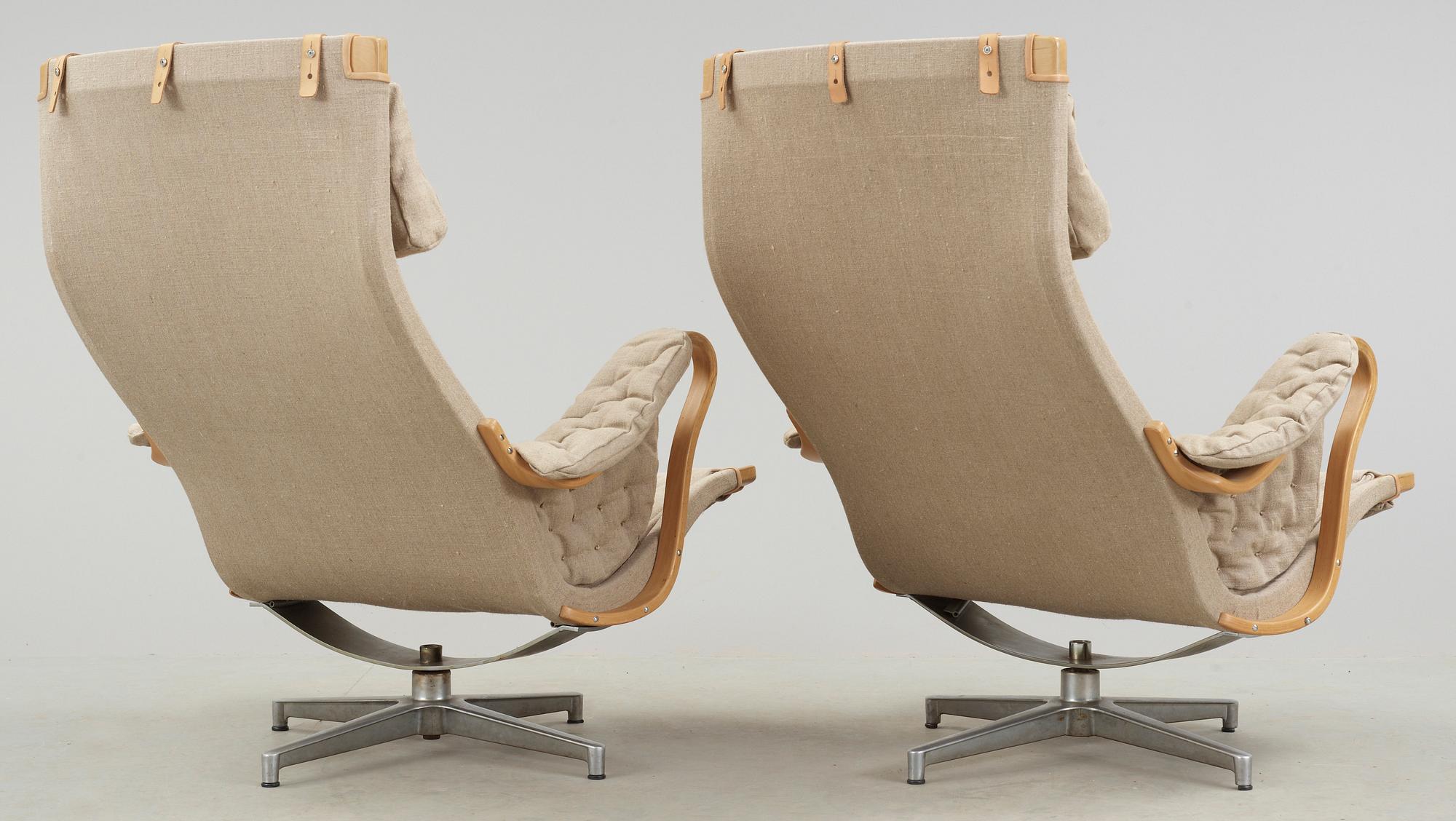 FÅTÖLJER, 2 st, "Pernilla", Bruno Mathsson, Dux, 1970-tal.