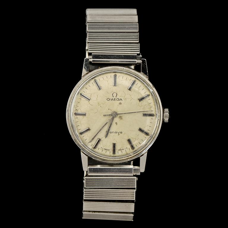 HERRARMBANDSUR, 2 st, stål, Longines och Omega, 1900-tal.