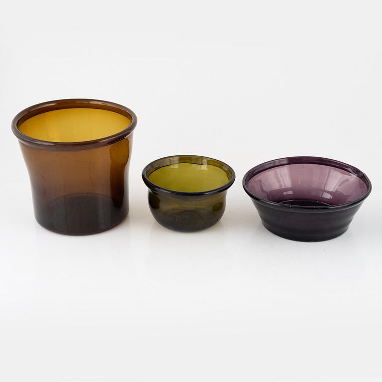 Six glass container, Sweden, 19th/20th century.