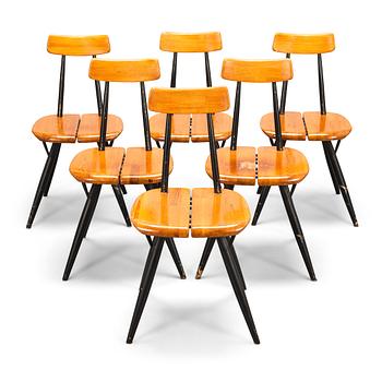 Ilmari Tapiovaara,  A set of six 1960's 'Pirkka' chairs, for Laukaan Puu.