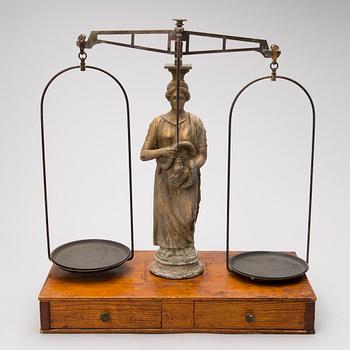 A Pharmacy balance scale with Goddess Hygieia, Germany latter half of the 19th Century.