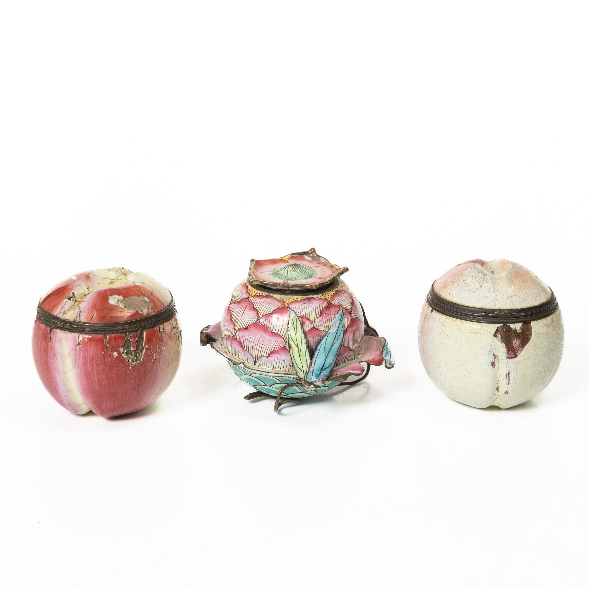 Three enamel boxes, China, 19th-20th century.