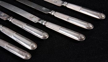 FRUKTKNIVAR, 6 st. Silver, dat. 1834.