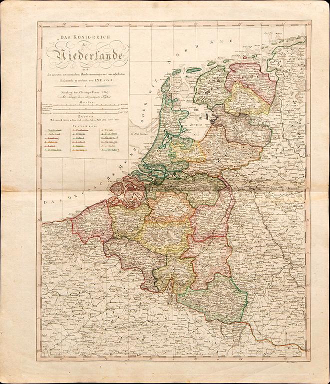 Johann Nepomuk Diewald, karta, handkolorerat kopparstick, Nürnberg 1819.