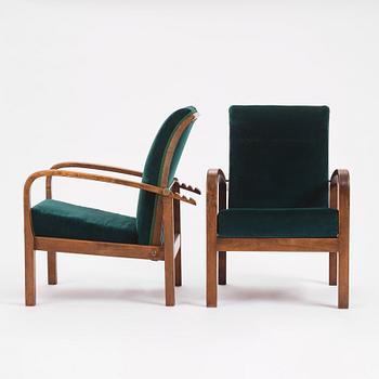 Axel Larsson, likely, a pair of armchairs, Svenska Möbelfabrikerna, Bodafors ca. 1930.