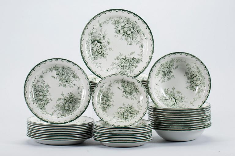 SERVISDELAR, 76 delar, flintgods, "Gröna Anna", Rörstrand.
