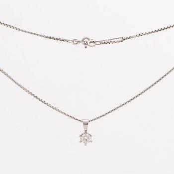 BRILJANTHÄNGE m KEDJA 18K vitguld 1 briljant 0, 77 ct TW SI, Stjärnringen certifikat 1997.