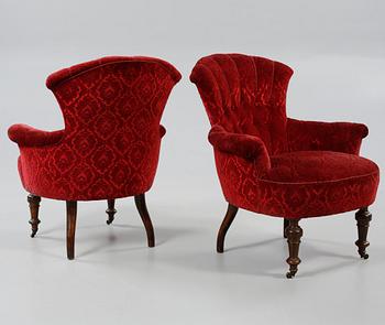 EMMAFÅTÖLJER, ett par, 1800-talet slut.