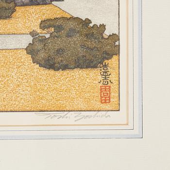 Toshi Yoshida, A woodblock print in colurs, 1954, signed in pencil.