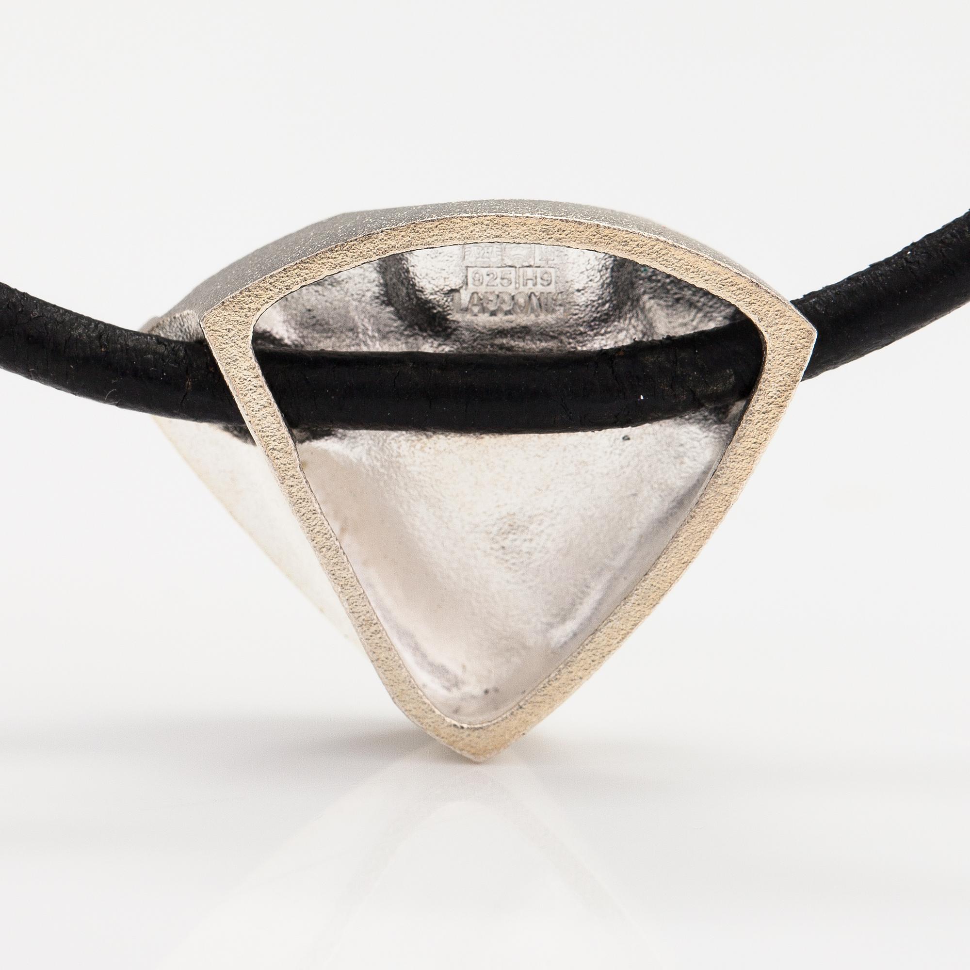 BJÖRN WECKSTRÖM, A stelring silver and leather necklace "Trix". Lapponia 2009.