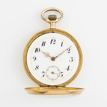 Pocket watch, 18K gold, 33,5 mm.
