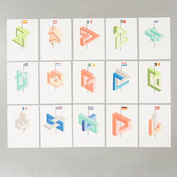 OSCAR REUTERSVÄRD, 15 litographs in folder, signed and numbered 26/190.