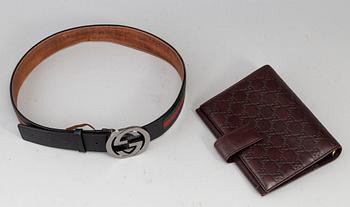 GUCCI, a belt + a calendar case.