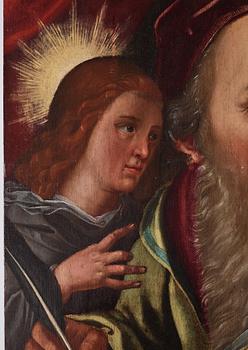 Flemish/Hispanic School, early 17th Century, Saint Matthew and the Angel.