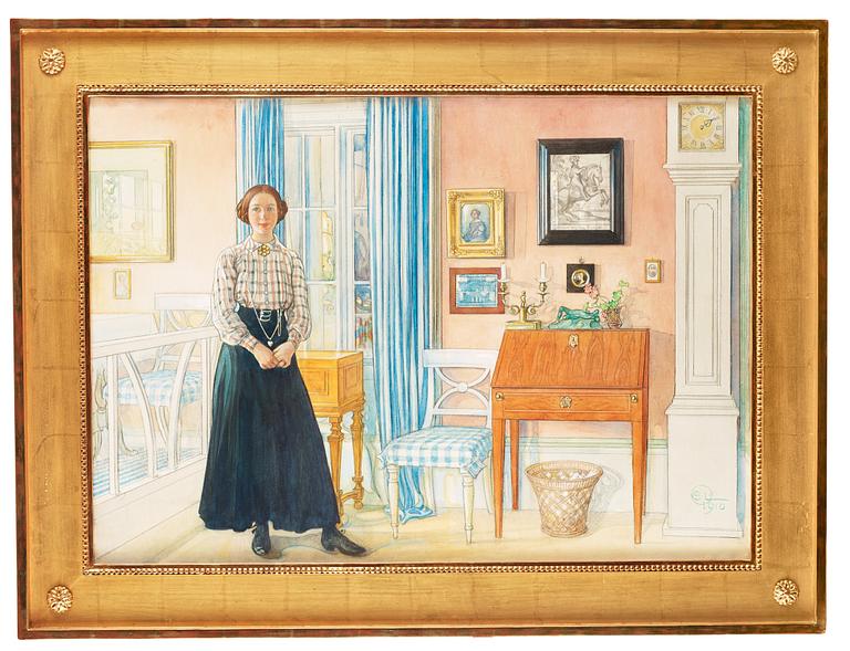 Carl Larsson, "Brita i förmaket" / "Brita och liljan" (Brita in the drawing-room / Brita and the Lily).