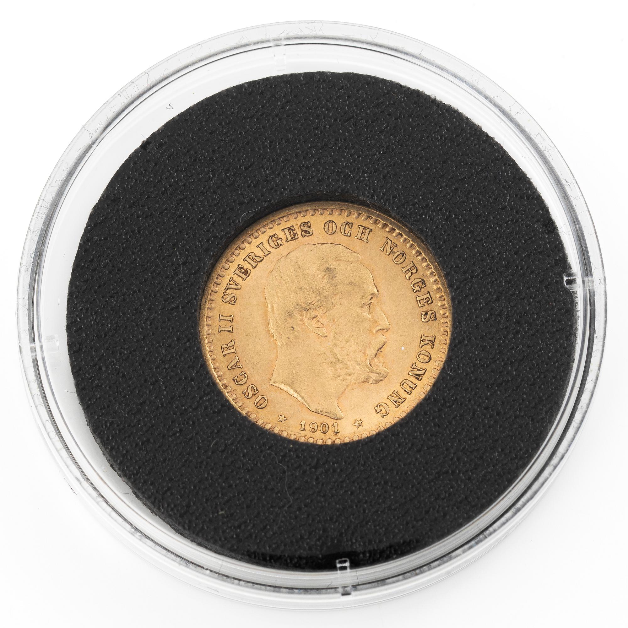 Gold coin, Sweden, Oscar II, 5 kronor, Type II, 1901.