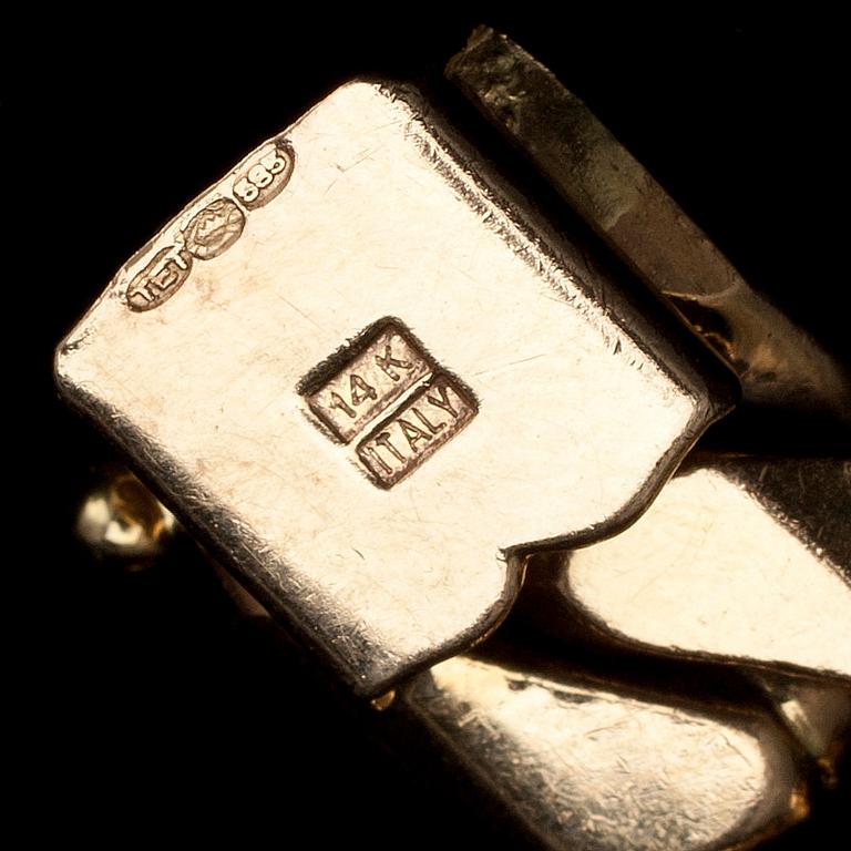 ARMBAND, guld 14 K, Italien, finska kontrollstämplar. Vikt 74 g.