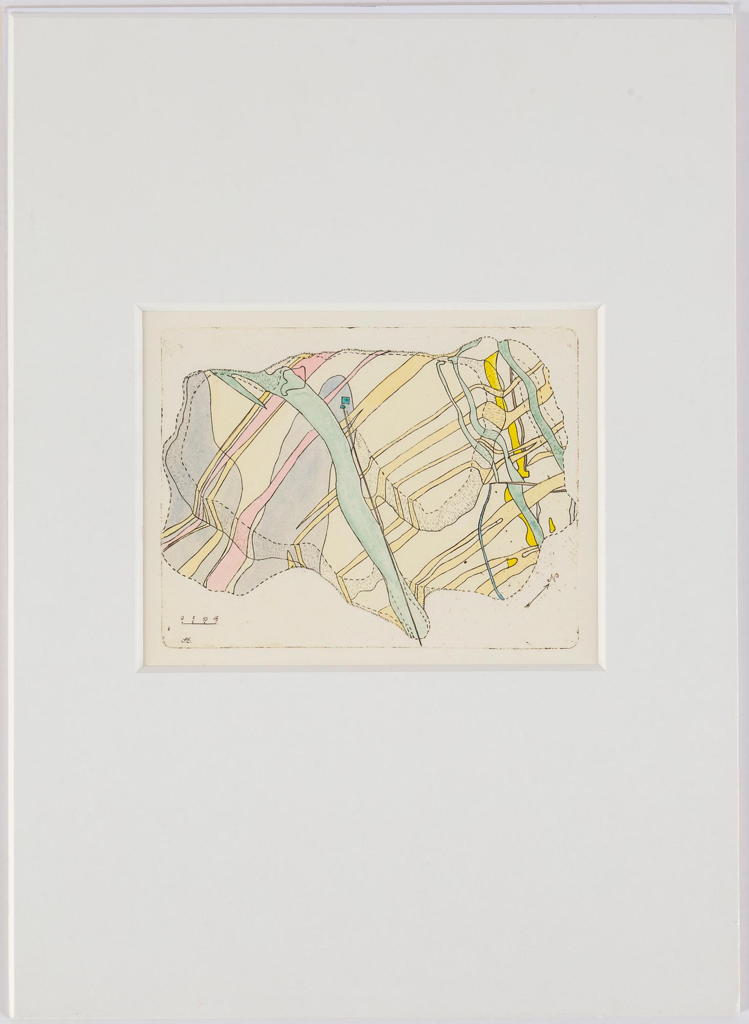 STEN EKLUND, etching with watercolour, signed in plate.