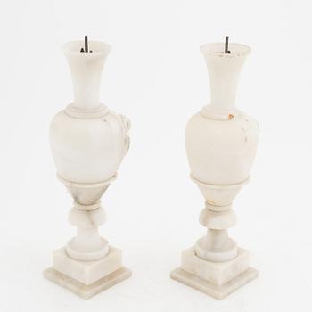 A pair alabaster ornaments, 20th Century.